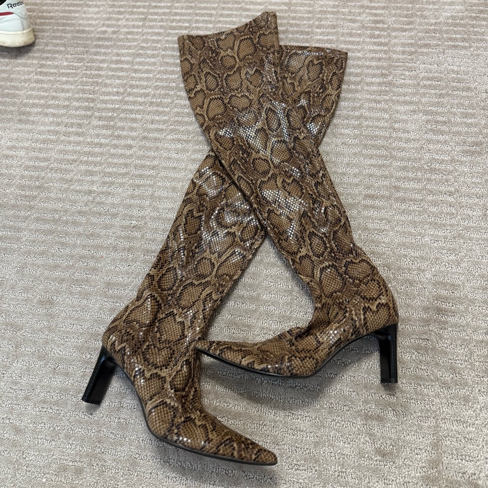 MANGO Snakeskin Over-the-Knee Boots